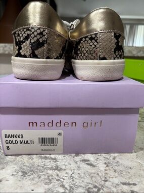 Madden Girl Gold Snake-Print Low-Top Sneakers